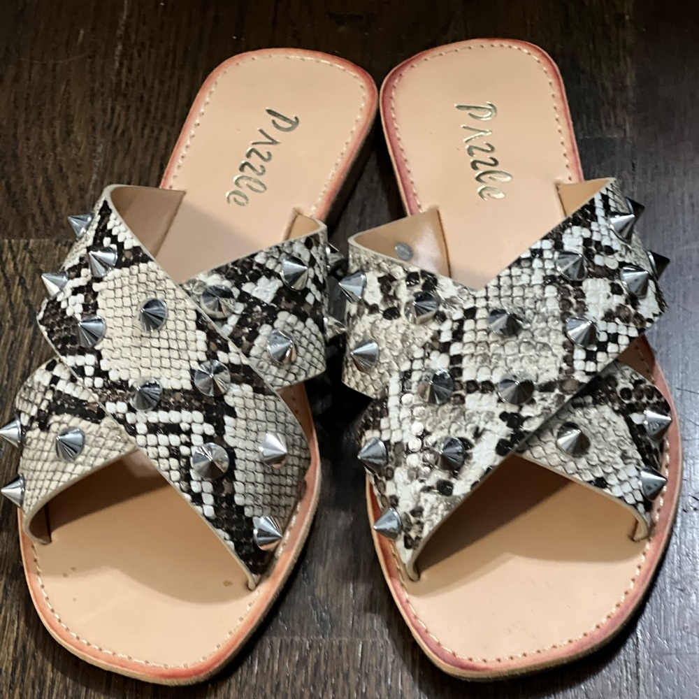 Studded Snakeprint Sandals ✨